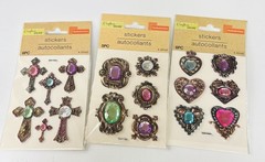 Crafters Square Stickers Autocollants Lot 3 TILE BORDER GEMS Frames Cross Hearts