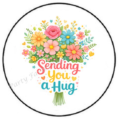 SENDING YOU A HUG FLORAL BOUQUET ENVELOPE SEALS LABELS STICKERS PARTY FAVORS