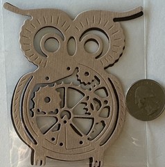 LARGE OWL GEAR Die-Cuts (2pc)Steampunk•Cogs•Sprocket •Earthtone•Machine•Antique