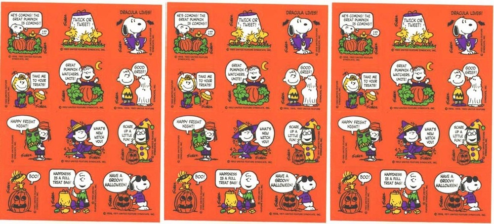 3 Sheets Snoopy Peanuts Lucy Charlie Brown VINTAGE 80’s HALLOWEEN Stickers