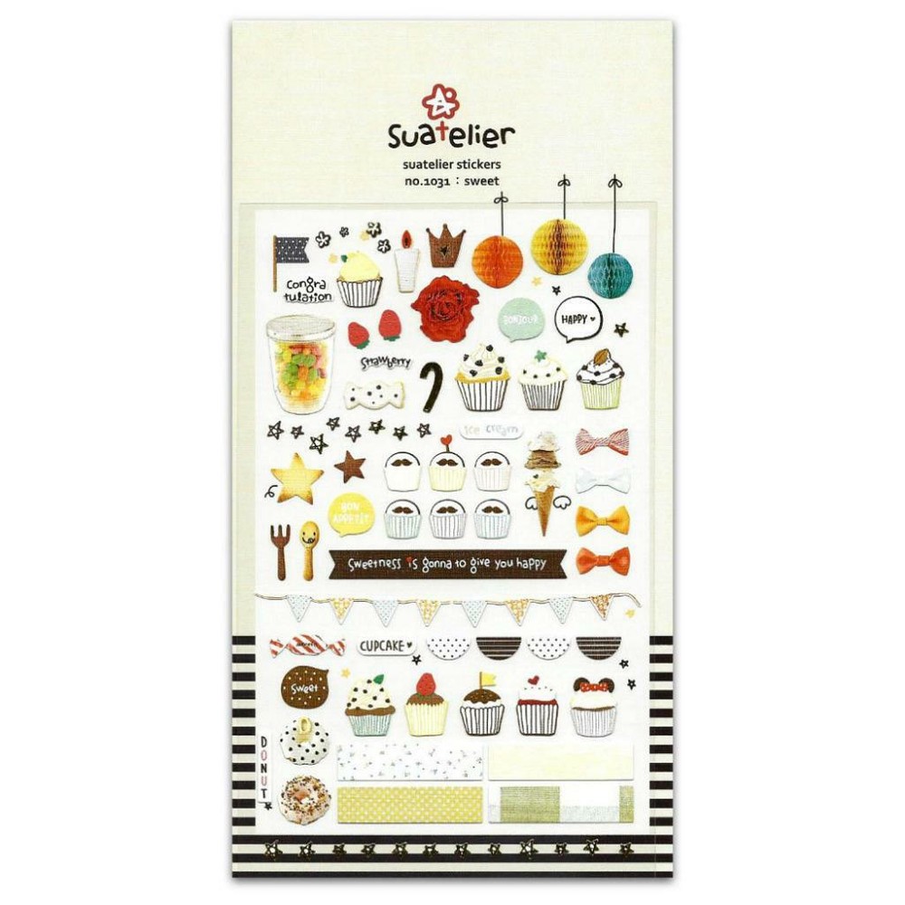 CUTE SWEET STICKERS Cupcake Dessert Food Nylon Sticker Sheet Craft Scrapbook
