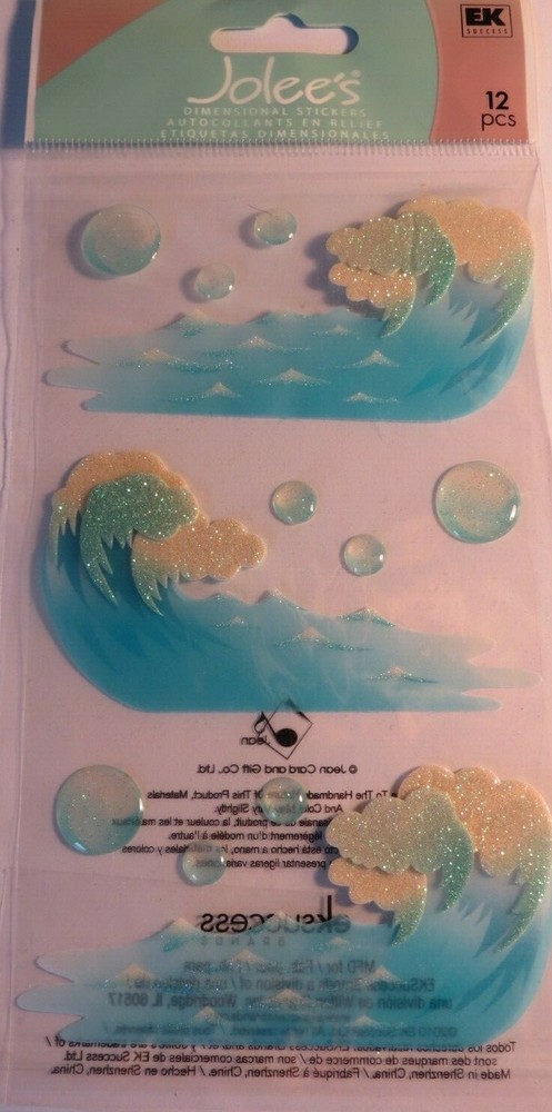 JOLEE’S BOUTIQUE WAVES BEACH WATER 12 PC STICKERS SCRAPBOOK VACATION TRAVEL