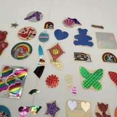 Vintage 1980s Sticker Lot 50+ Stickers Lisa Frank Rainbows Foil Glitter LOOK