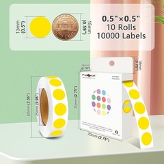 10000pcs 1/2 Inch Diameter Round Color-Code Dot Stickers, 10 Rolls Adhesive Y…