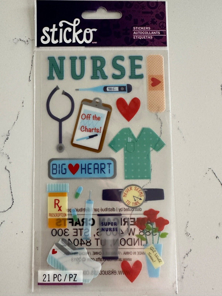 Sticko Autocollant Registered Nurse Stickers Chart Shoes RX Scrubs Flowers Heart