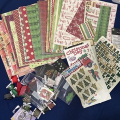Large scrapbooking supplies christmas lot-12×12 Paper, Stickers, Embellishments