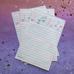 Vintage 80s 90s Hallmark Cards Inc. Music Note Stationary Paper Three Sheets Lot