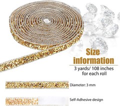 108″ x 0.4″ Sliver Gold Bling Crystal Rhinestone Diamond DIY Decor Sticker Decal