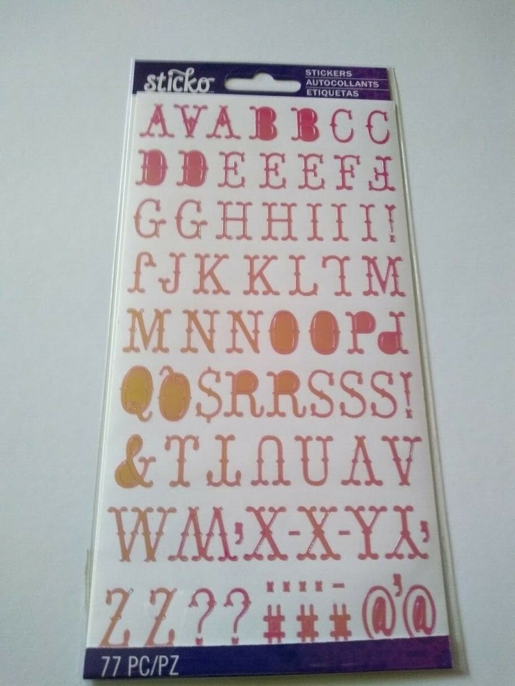 Scrapbooking Stickers Sticko Magenta Iridescent Small Alphabet Capital Letters