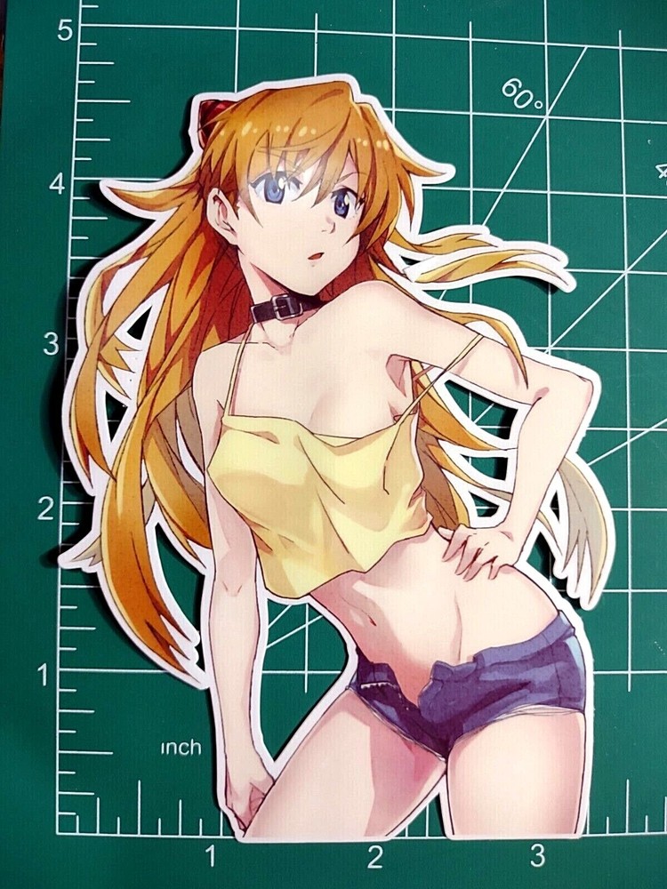 Evangelion Asuka anime girl sticker, 4.5 inch, water resistant