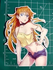 Evangelion Asuka anime girl sticker, 4.5 inch, water resistant