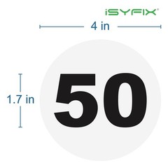 iSYFIX White Consecutive Number Stickers – 1 to 50, 4-inch, 1 set – Vinyl Sel…