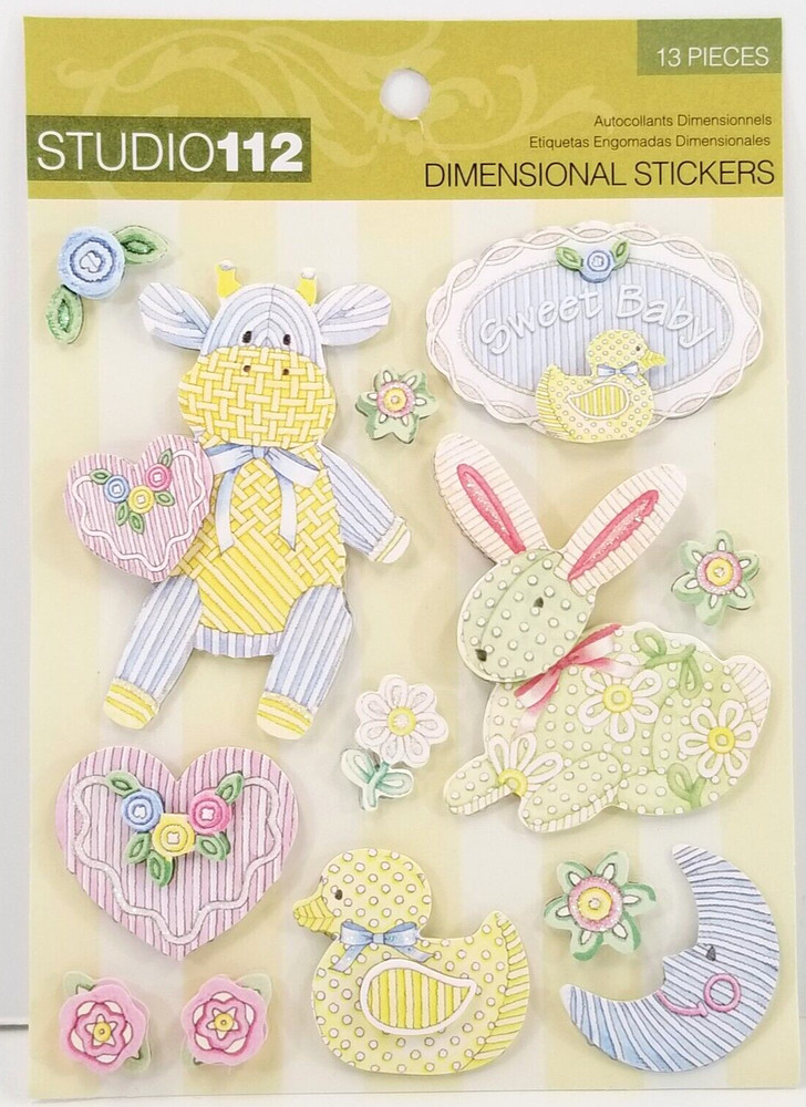Studio 112 Baby Plush Toys Stickers Dimensional Cottage Core Pastels