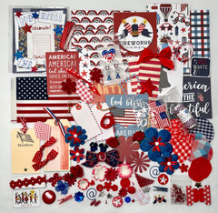 Red White and Blue USA Patriotic scrapbook planner journal junk paper craft lot