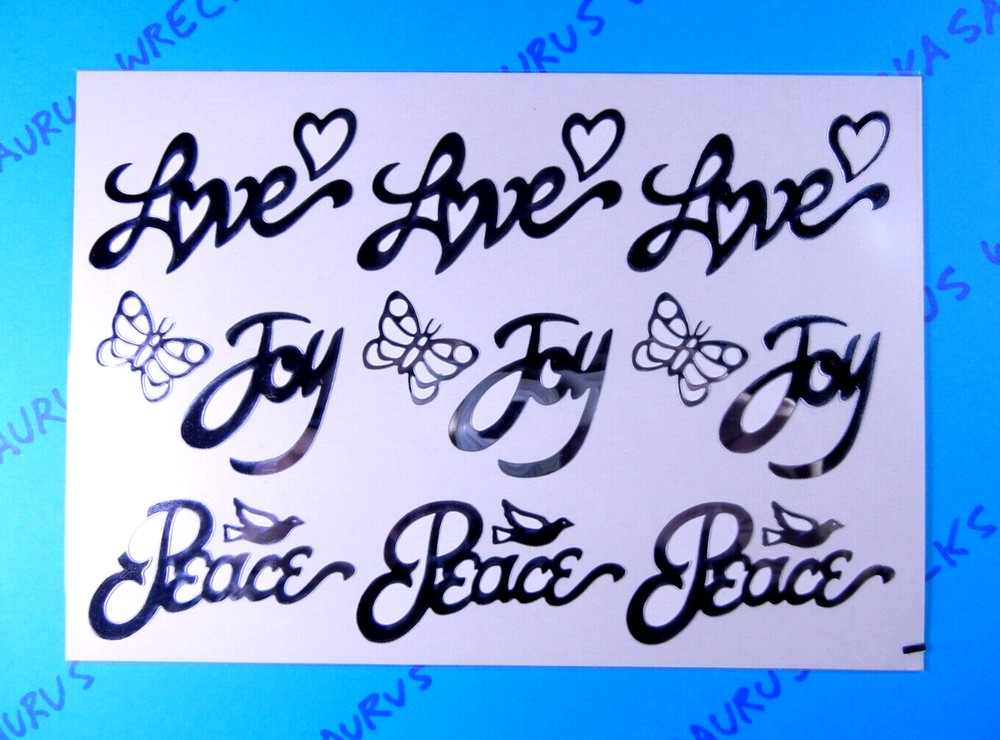 Peace Love Joy Silver Words Stickers Sheet