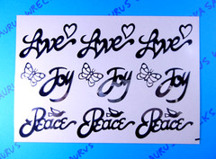 Peace Love Joy Silver Words Stickers Sheet