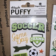 Paper House/Park Lane SOCCER Dimensional Scrapbooking/Card Making Stickers 2 Pk
