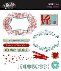 Glitz Design, Happy Travels, Transparent Stickers, Glitzers, Love, Frame, Plane