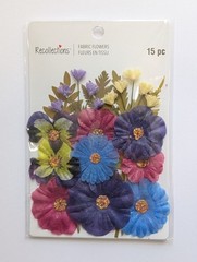 Dark Fabric Pressed Flowers Scrapbooking Embellishments By Recollections