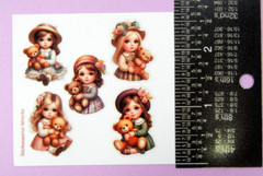 Vintage Little Girls & Teddy Bears Mini Sticker Sheet Style 2