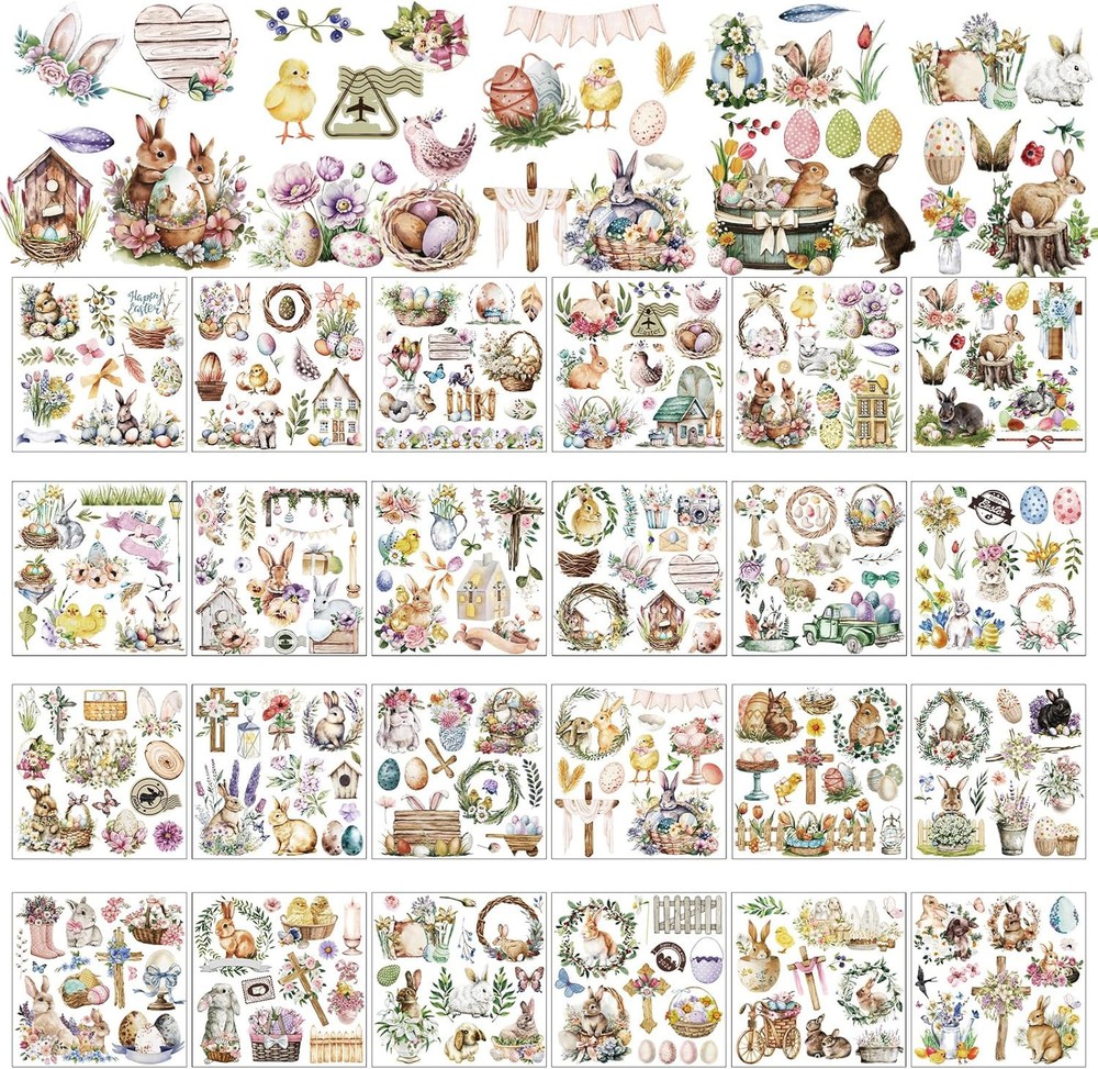 25 Sheets Easter Rub on Transfers Stickers for Crafts As the Pictures Shown
