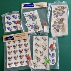 Vtg Ceramic Decals Mixed Media Water Mount Transfers Lot N Brown Blue Floral