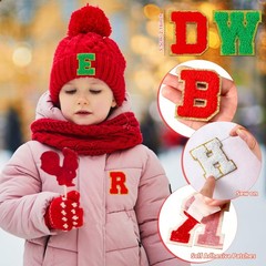 Yilloog 156 Christmas Glitter Chenille Self-Adhesive Patches Letters Clothing DI