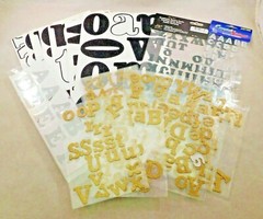 Grab Bag Bling Alphabet Scrapbook Stickers Glittery Black Gold Silver Crystals