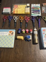 Huge Scrapbooking Craft Supply Lot Paper Stickers Stamps Decorative Scissors