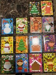 POPLAY 34PCS Make Your Own Christmas Face Stickers DIY Kids Crafts Games Set