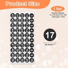 1 Set 1 Inch 1 to 100 Consecutive Number Stickers for Box, Black