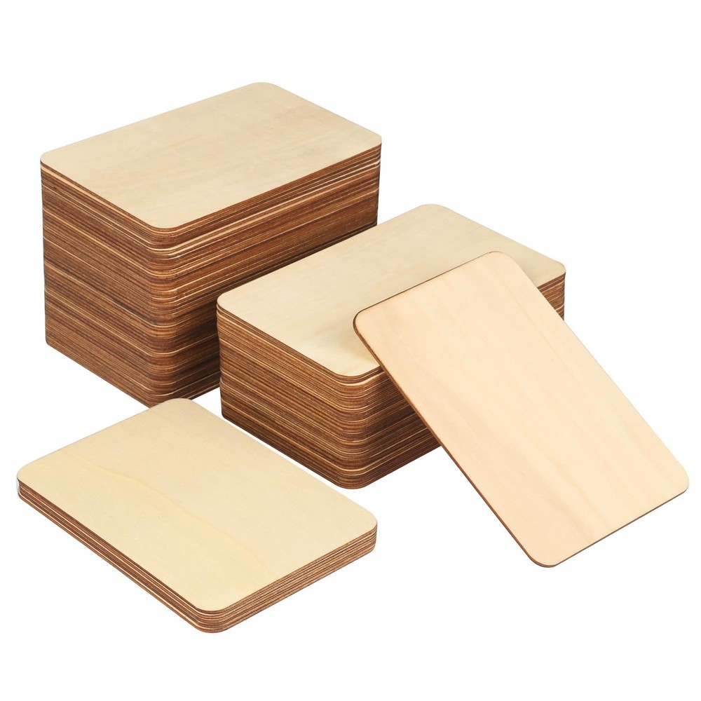 80 Pieces Rectangle Unfinished Wood Pieces, 4 x 6 Inch Natural Wood Cutout Ti…