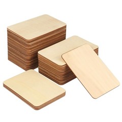 80 Pieces Rectangle Unfinished Wood Pieces, 4 x 6 Inch Natural Wood Cutout Ti…