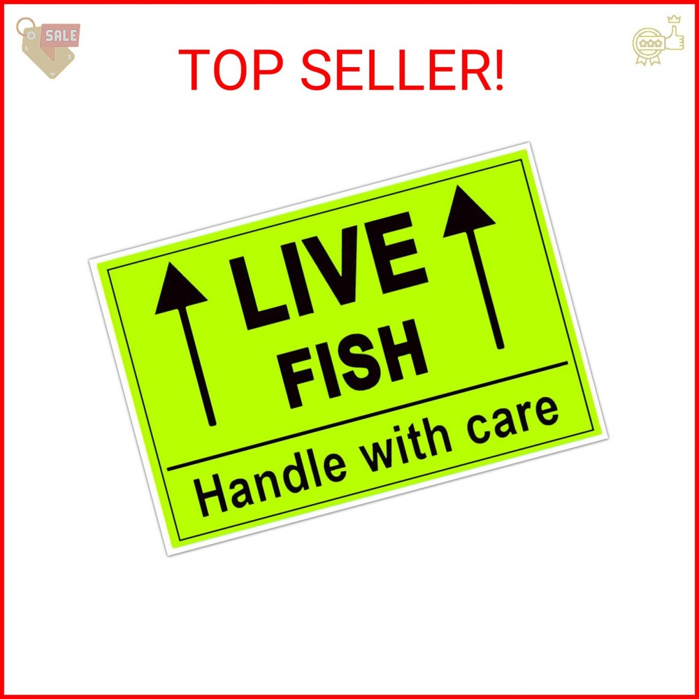 Remarkable Live Fish Stickers Shipping Labels, 2 X 3 Inch Fluorescent Green Plea