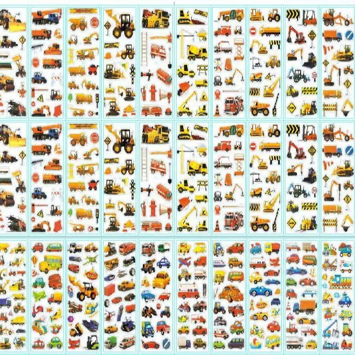 16 Sheets 3D Puffy Stickers for Kids, Variety Pack Animals Cars Dinosaurs
