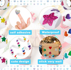 1000 Pcs Foil Heart Stickers, 1 Inch Glitter Small Shiny Sticker for Kids Reward