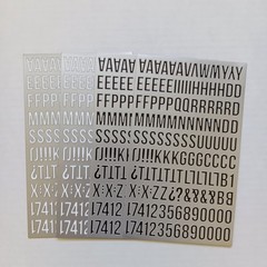 Lot of 4 Tim Holtz Alphanumeric Metallic Silver Black & White Sticker Sheets