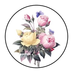 30 ROSE BOUQUET ENVELOPE SEALS LABELS STICKERS 1.5″ ROUND ROSES FLORAL FLOWERS