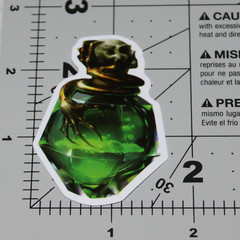 Green Gold Skull Claw Toxic Poison Potion Bottle Sticker