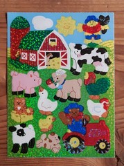 Vintage Sandylion Glittery BARN FARM ANIMALS Scrapbooking Stickers