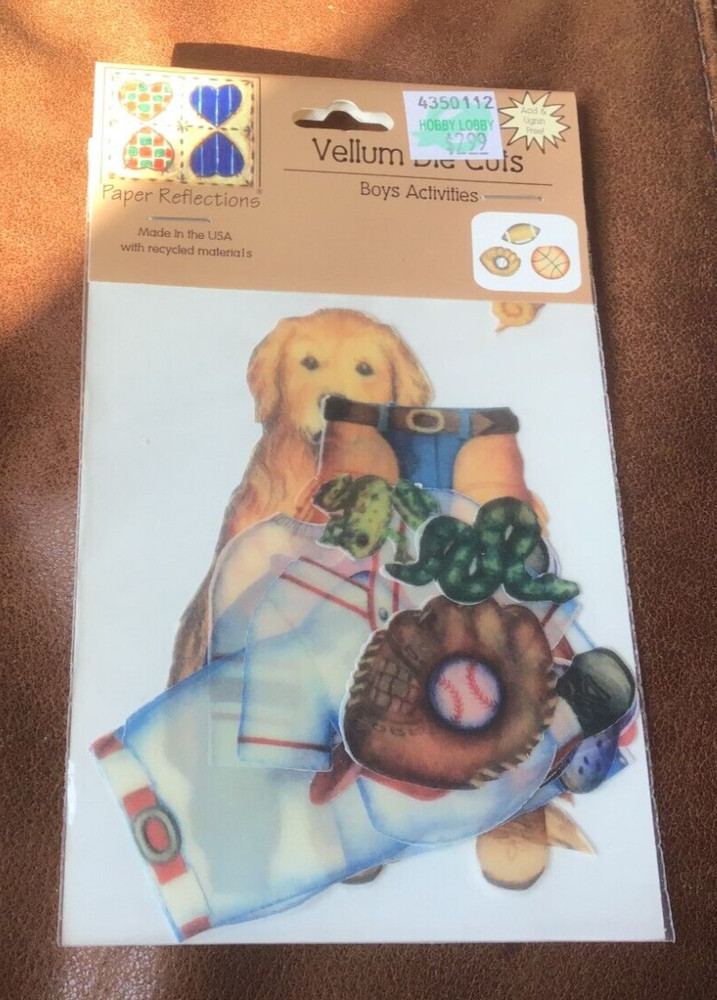 PAPER REFLECTIONS VELLUM DIE CUTS BOY’S ACTIVITIES DOG BASEBALL COWBOY SPORTS *