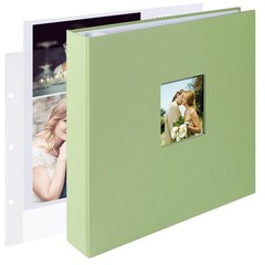 1DOT2 12×12 Scrapbook Photo Album 3-Ring DIY Journal Sage Green Fabric Cover