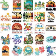 50pcs Hawaiian Vacation Stickers Vinyl Waterproof Aloha Surf Beach Decals
