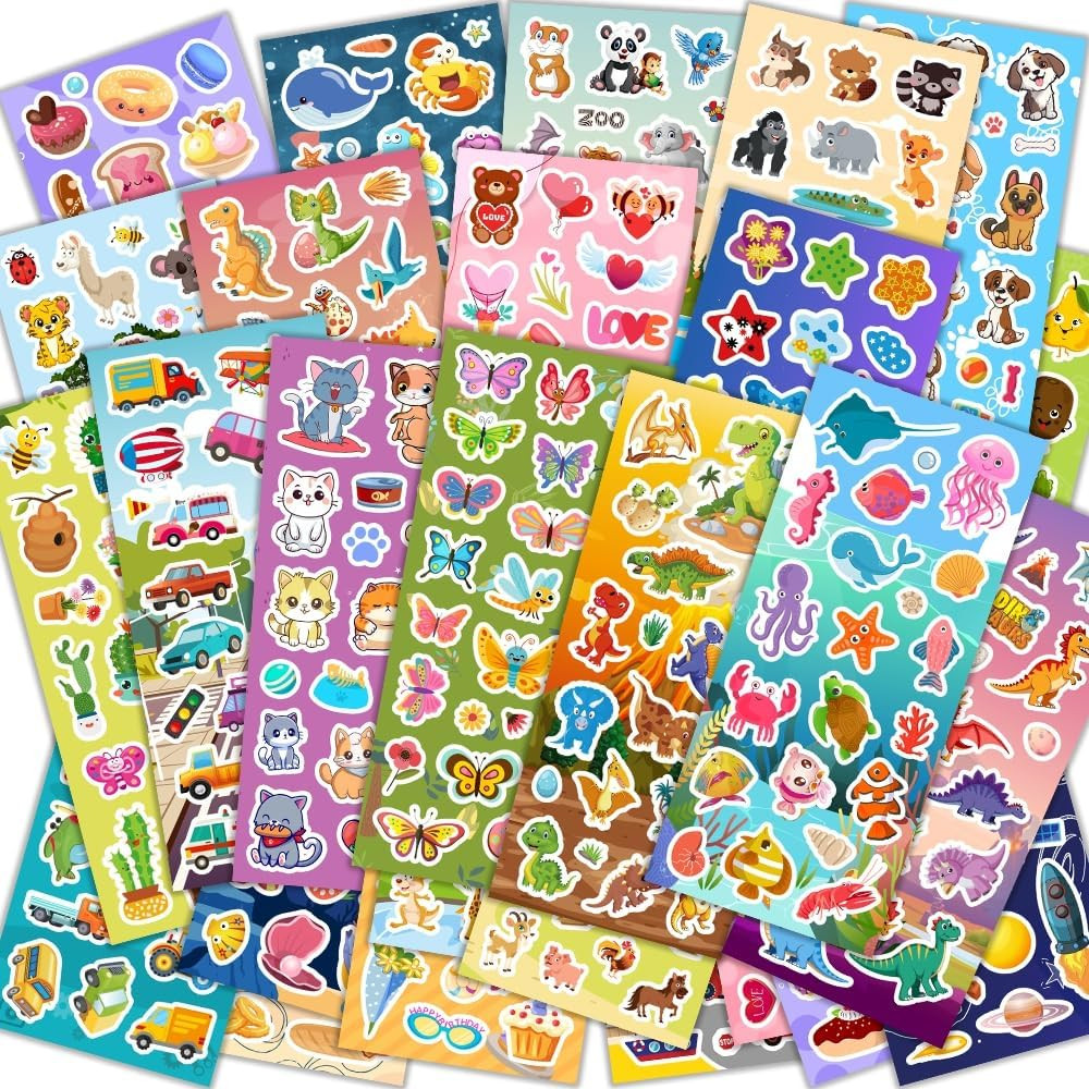 24 Sheets Stickers for Kids & Toddlers, Cute Kids Stickers Variety Pack for Scra