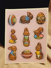 Hallmark Vintage 1983 Easter Bunny Stickers Scratch Sniff Chocolate Silly Scents