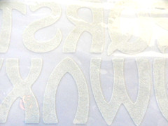 New S.E.I. Flocked Iron-On Transfers «COOL LETTERS» White Uppercase & Lowercase