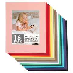 16Pk Mixed Colors 11×14 Inch Picture Frame Mats for 8×10 Inch Photos Artworks