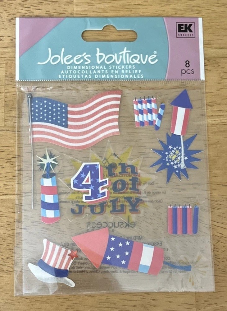 Jolee’s Boutique 3D Stickers HAPPY 4TH – 8 pieces – #67406 Celebrate 250 years