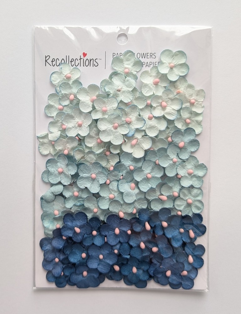 Mini Blue Paper Flowers Scrapbooking Embellishments By Recollections