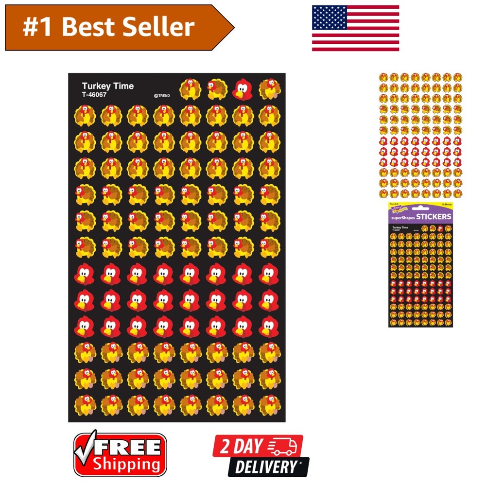 800 Count Turkey Time SuperShapes Stickers – Perfect for Classroom Rewards